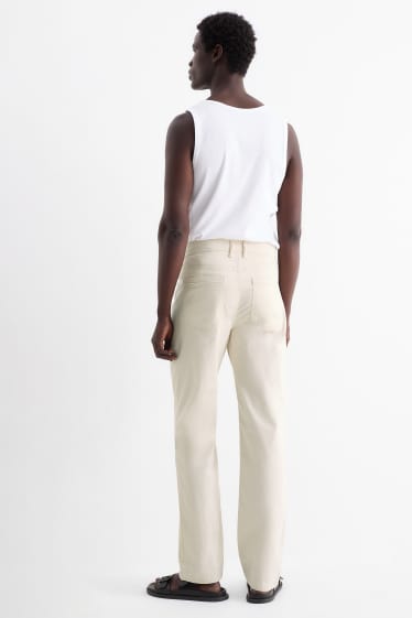 Heren - Broek - regular fit - crèmekleurig