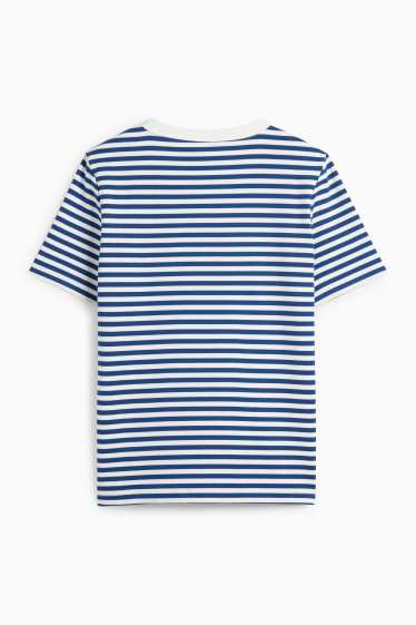 Dámské - Tričko basic - regular fit - pruhované - tmavomodrá/bílá