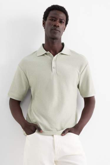 Men - Polo shirt - textured - mint green