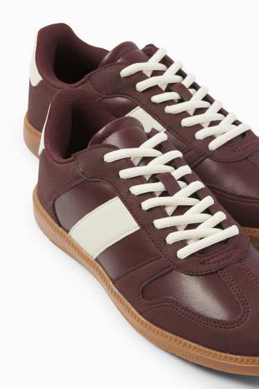 Damen - Sneaker - Lederimitat - dunkelrot