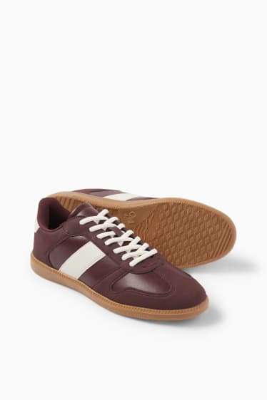 Damen - Sneaker - Lederimitat - dunkelrot