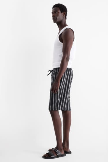 Heren - Shorts - gestreept - met structuur - donkerblauw