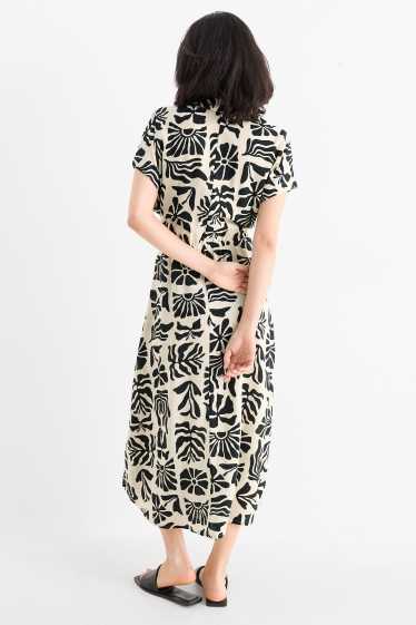 Donna - Vestito a camicia - a fiori - nero / beige