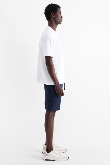 Men - Sweat cargo shorts - dark blue