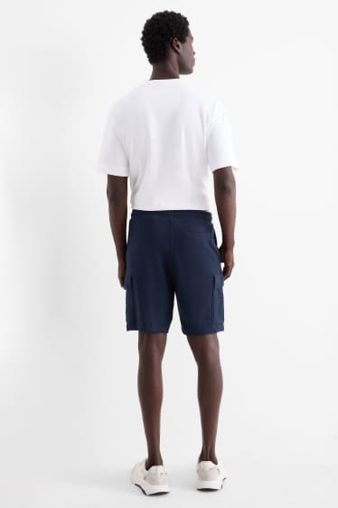 Men - Sweat cargo shorts - dark blue