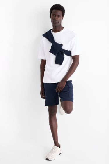 Men - Sweat cargo shorts - dark blue