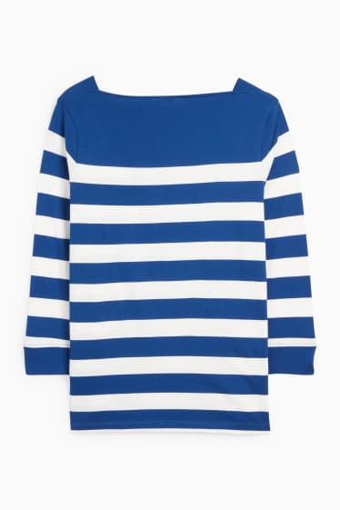 Damen - Basic-Langarmshirt - gestreift - dunkelblau / weiss
