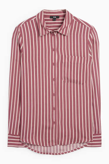 Dames - Blouse - gestreept - bordeaux