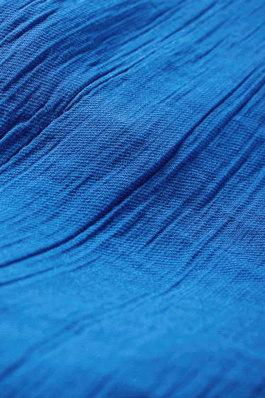 Femmes - Chemisier doté d'un nœud - texturé - bleu