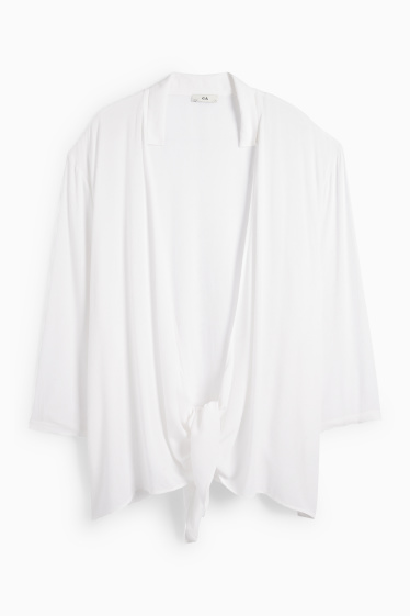 Dames - Standblouse met geknoopt detail - wit