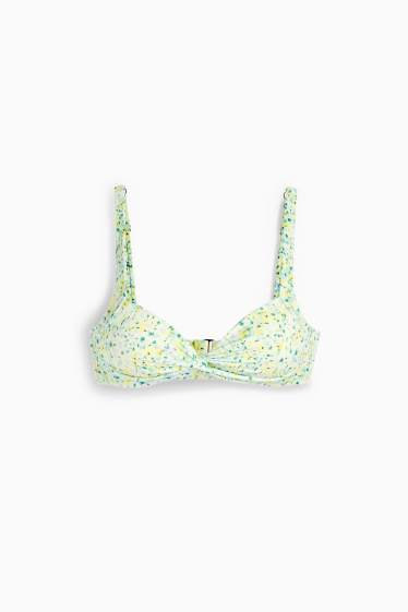 Damen - Bikini-Top - wattiert - LYCRA® XTRA LIFE™ - geblümt - mintgrün