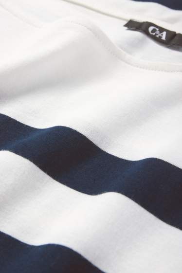 Women - Basic long sleeve top - striped - white / black