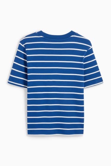 Dámské - Tričko basic - slim fit - pruhované - modrá/bílá