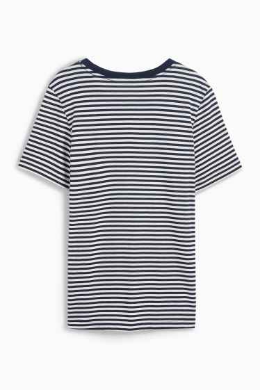 Damen - Basic-T-Shirt - Regular Fit - gestreift - dunkelblau / weiss