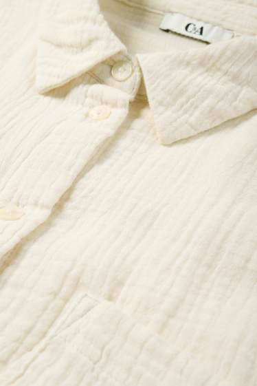 Dames - Blouse van mousseline - licht beige