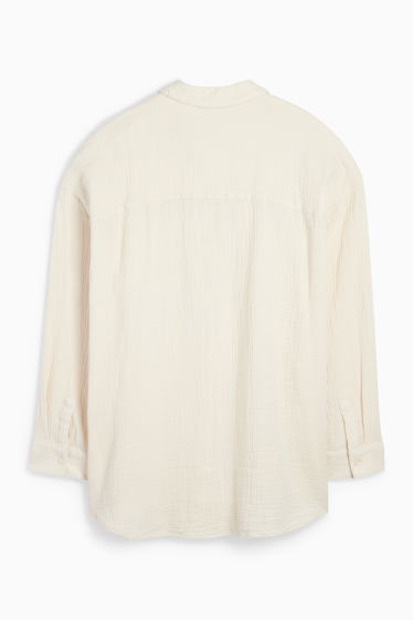 Dames - Blouse van mousseline - licht beige