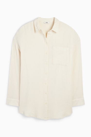 Dames - Blouse van mousseline - licht beige