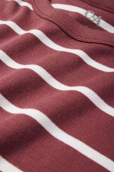 Damen - Basic-T-Shirt - Oversized - gestreift - bordeaux