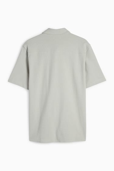 Men - Shirt - relaxed fit - kent collar - textured - gray