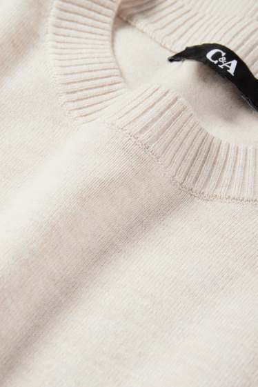 Dames - Gebreide trui - korte mouwen - licht beige