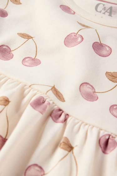 Baby Mädchen - Kirsche - Baby-Kleid - cremeweiss