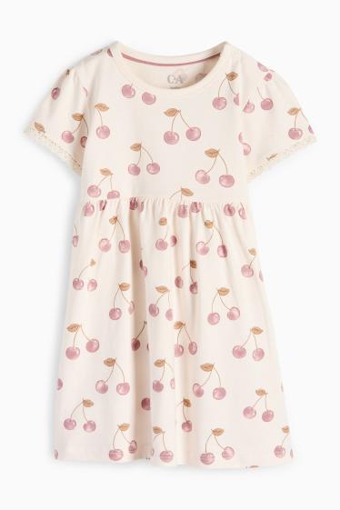 Baby Mädchen - Kirsche - Baby-Kleid - cremeweiss