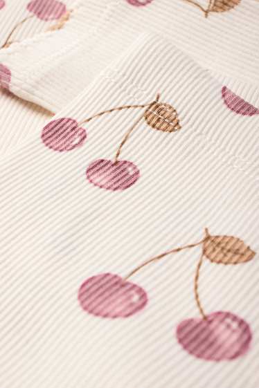 Baby Mädchen - Kirsche - Baby-Leggings - gerippt - cremeweiss