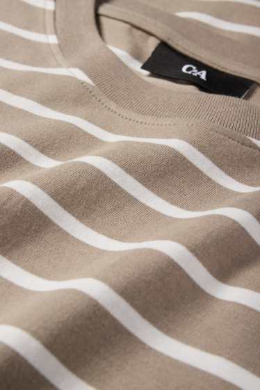 Men - T-shirt - regular fit - striped - taupe