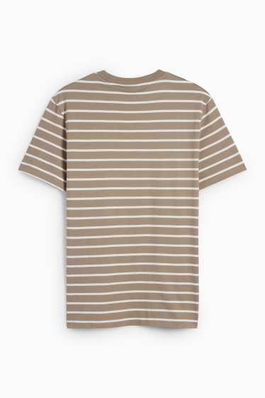Men - T-shirt - regular fit - striped - taupe