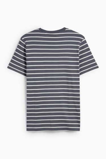 Pánské - Tričko - regular fit- pruhované - tmavošedá