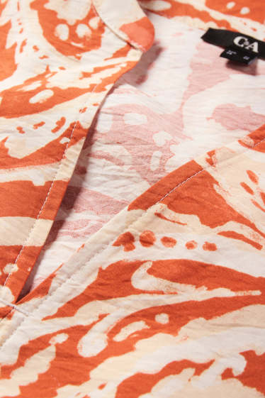 Donna - Vestito con scollo a V - fantasia - arancio scuro