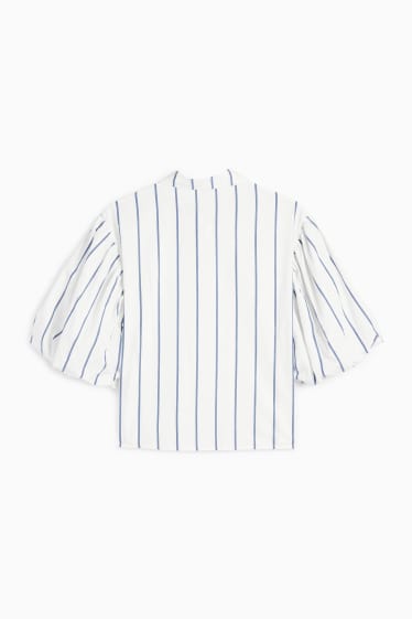 Women - Blouse - striped - white