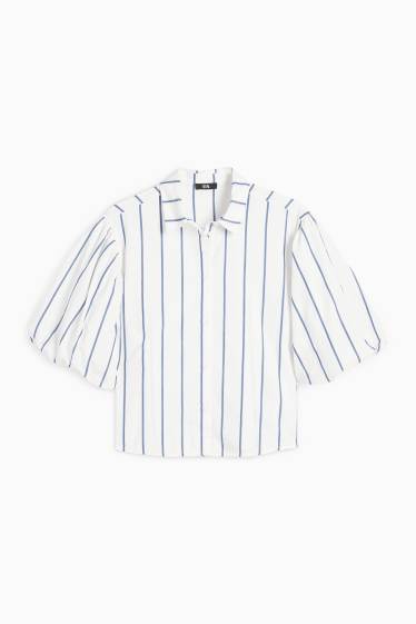Women - Blouse - striped - white