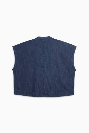 Damen - Jeans-Top mit V-Ausschnitt - dunkeljeansblau