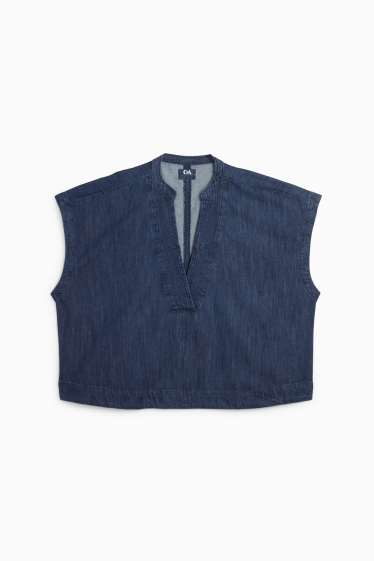 Damen - Jeans-Top mit V-Ausschnitt - dunkeljeansblau