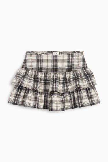 Kinderen: meisjes - Rok van flanel - geruit - beige