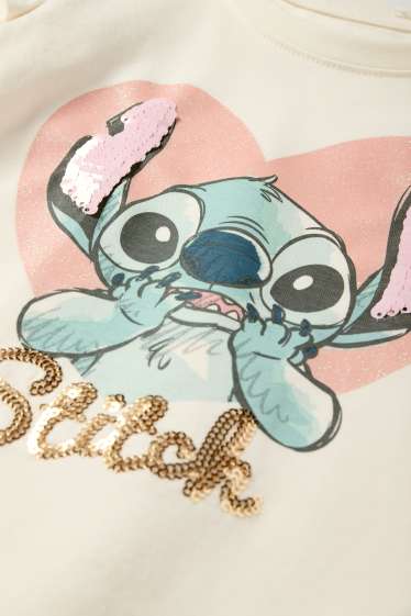 Kinderen: meisjes - Lilo & Stitch - longsleeve - crème wit