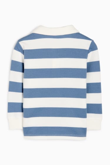 Baby: jongens - Babypoloshirt - gestreept - blauw / wit