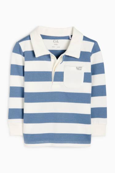 Baby: jongens - Babypoloshirt - gestreept - blauw / wit