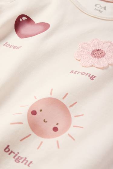 Baby: meisjes - Zon, kers en bloemetje - babylongsleeve - crème wit