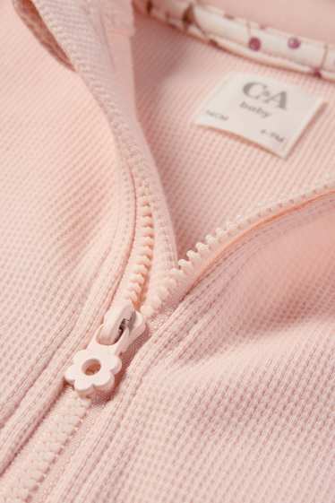 Baby: meisjes - Babysweatvest met capuchon - met structuur - roze