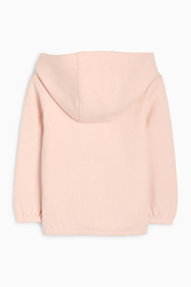 Baby: meisjes - Babysweatvest met capuchon - met structuur - roze