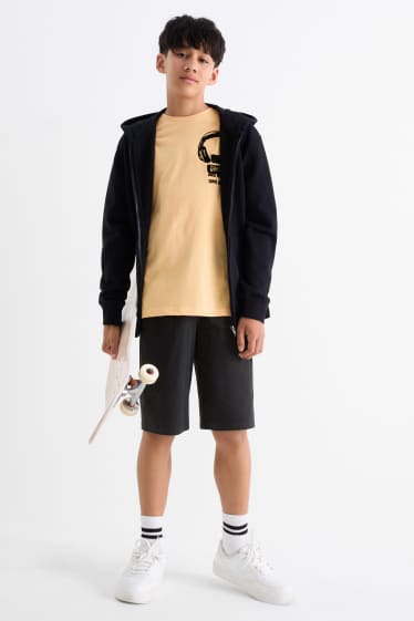 Kinder Buben - Kopfhörer - Set - Kurzarmshirt und Shorts - 2 teilig - hellorange