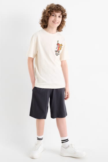 Enfants garçons - Piment skater - ensemble - T-shirt et short - 2 pièces - blanc crème