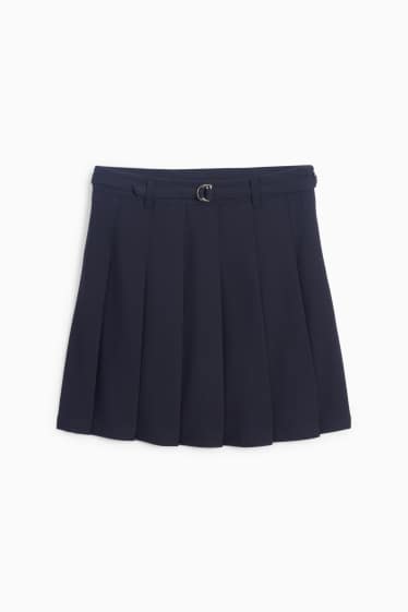 Kinderen: meisjes - Plooirok met ceintuur - donkerblauw