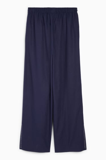 Dámské - Rangsutra x C&A - plátěné kalhoty - high waist - palazzo - tmavomodrá