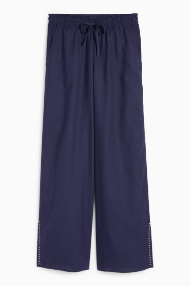Dámské - Rangsutra x C&A - plátěné kalhoty - high waist - palazzo - tmavomodrá