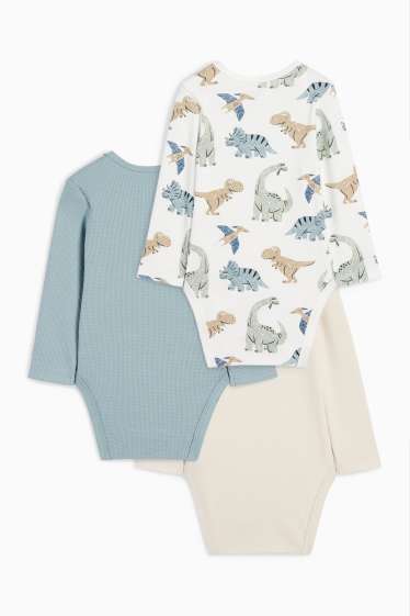 Baby Buben - Multipack 3er - Dino - Baby-Body - hellgrau