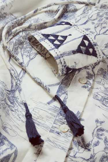 Dames - Rangsutra x C&A - maxi-jurk - met patroon - donkerblauw / crème wit