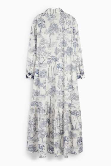 Dames - Rangsutra x C&A - maxi-jurk - met patroon - donkerblauw / crème wit